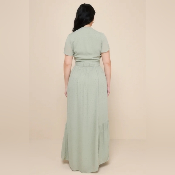 Lulus Women's Completely In Love Sage Green Swiss Dot Button-front Maxi Dress L - Picture 5 of 14
